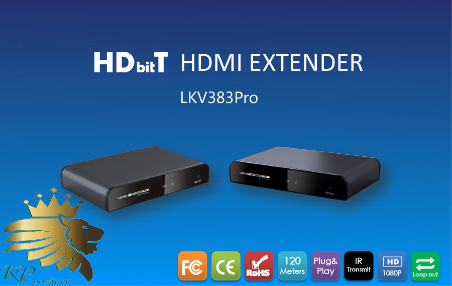 LKV383Pro HDbitT HDMI over IP CAT6 Extender with HDMI loop-out