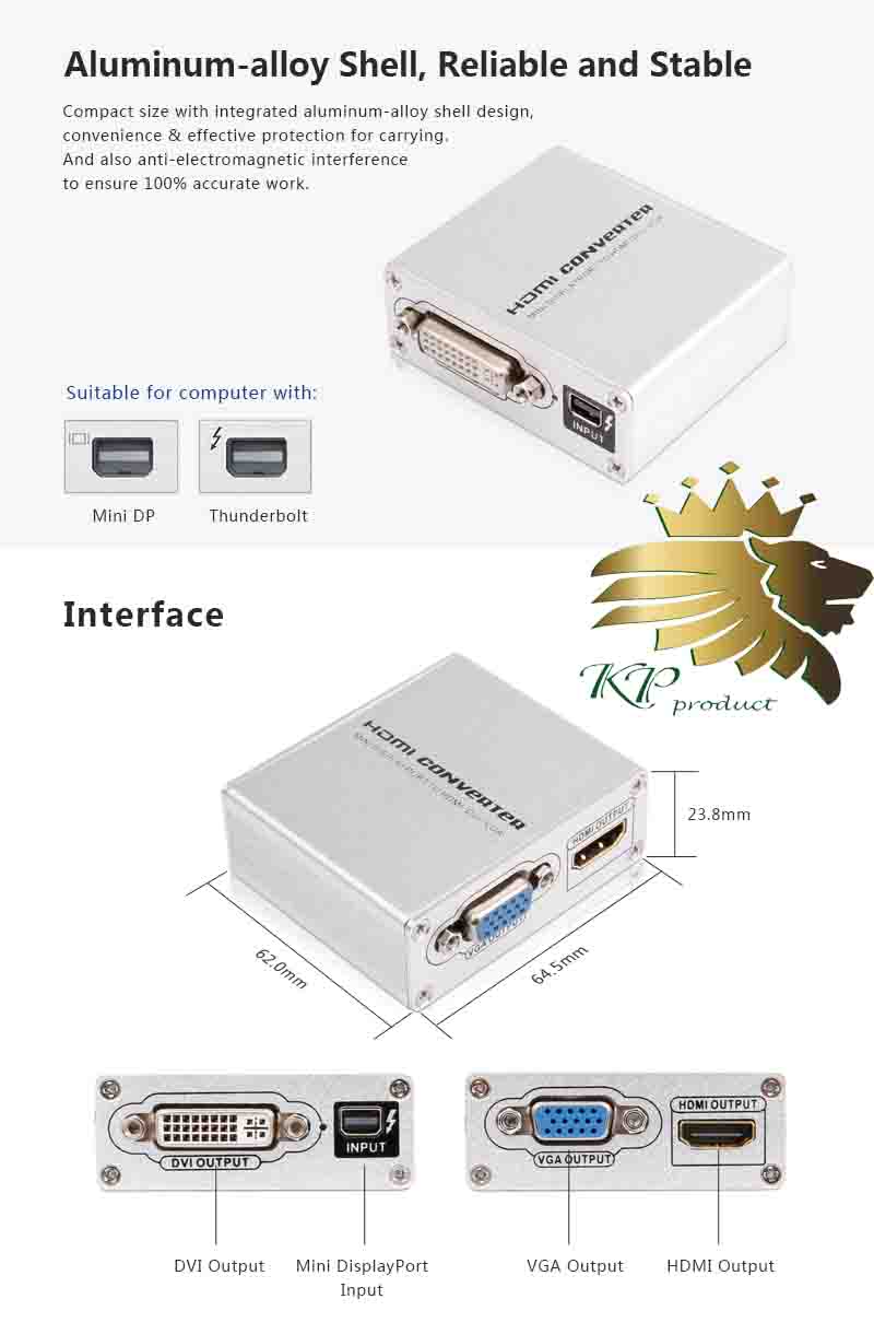 LKV178 ThunderBolt to HDMI/VGA/DVI Converter