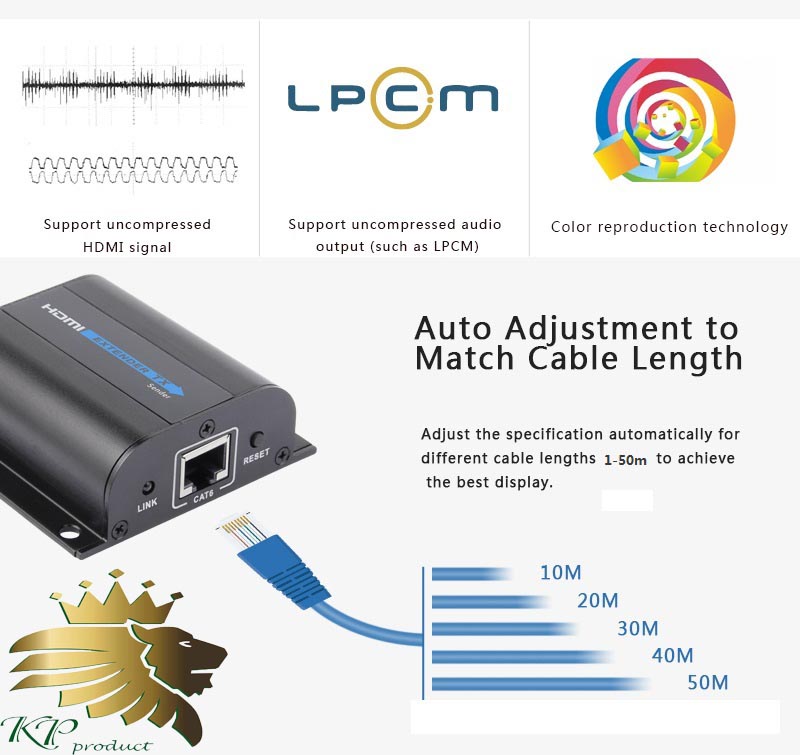 افزایش طول HDMI بر روی تک کابل شبکه تا 50 متر برند lenkeng مدل LKV372A