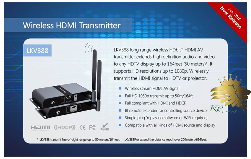 اکستندر LKV388 HDbitT HDMI بر روی IP (50m)بی سیم