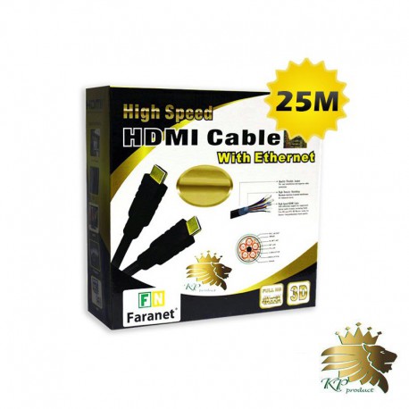 کابل HDMI فرانت اکتیو با کانکتور طلایی 3D طول 25 متر