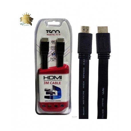 کابل HDMI تسکو فلت 3 متری 4K مدل TC72